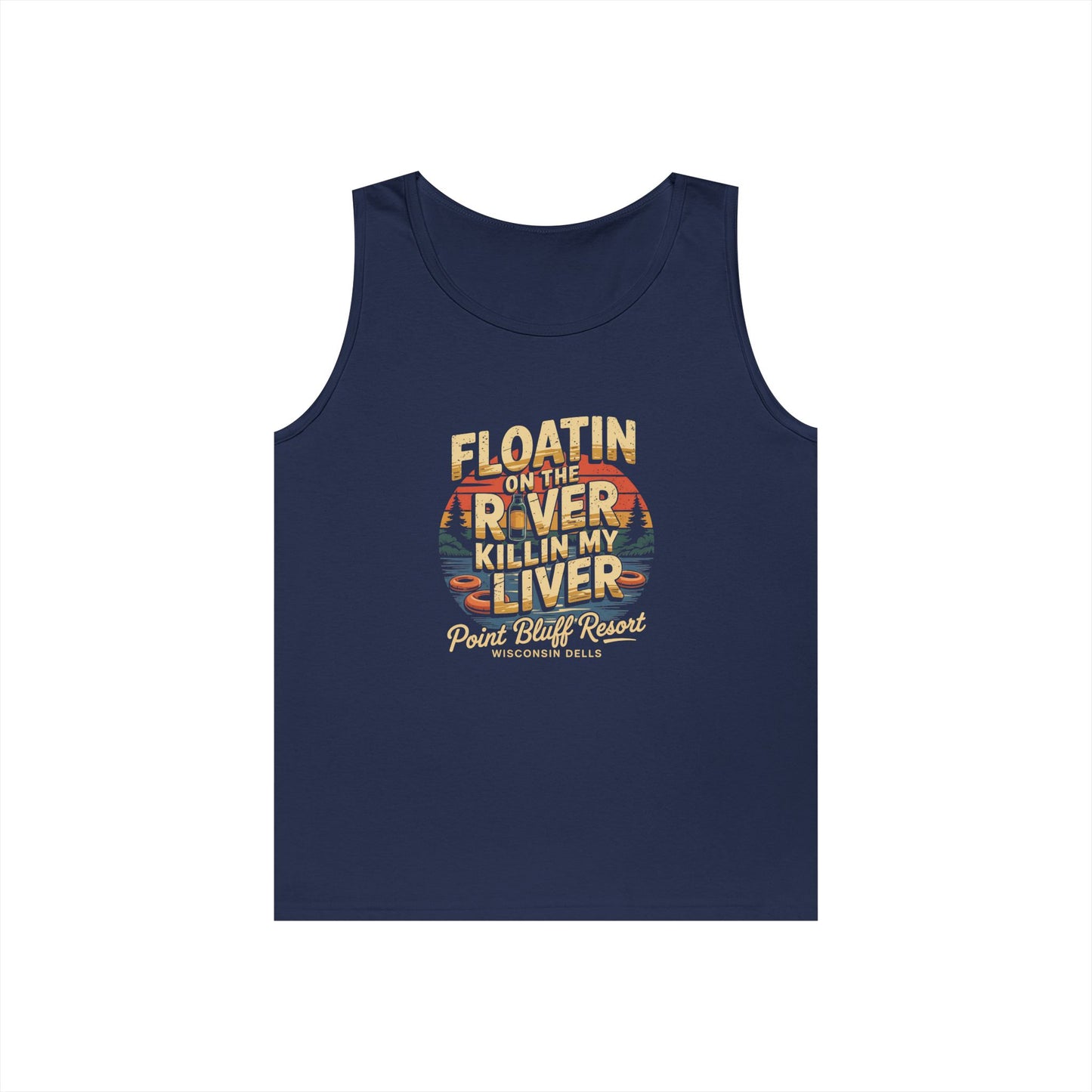 Retro River Adventure Tank Top - 'Floatin on the River, Killin My Liver'