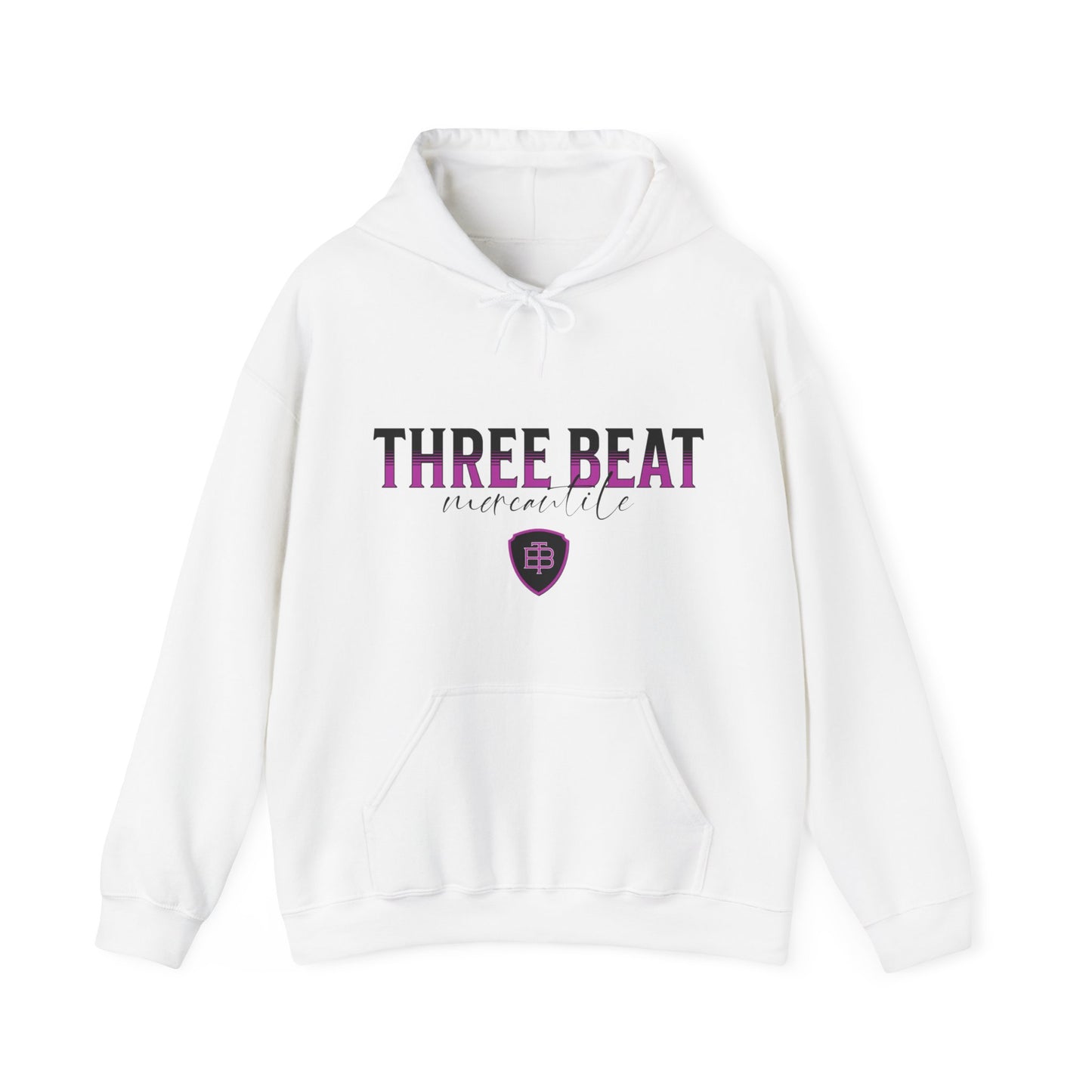 Three Beat Shield Plum Unisex Heavy Blend™ Hooded Sweatshirt