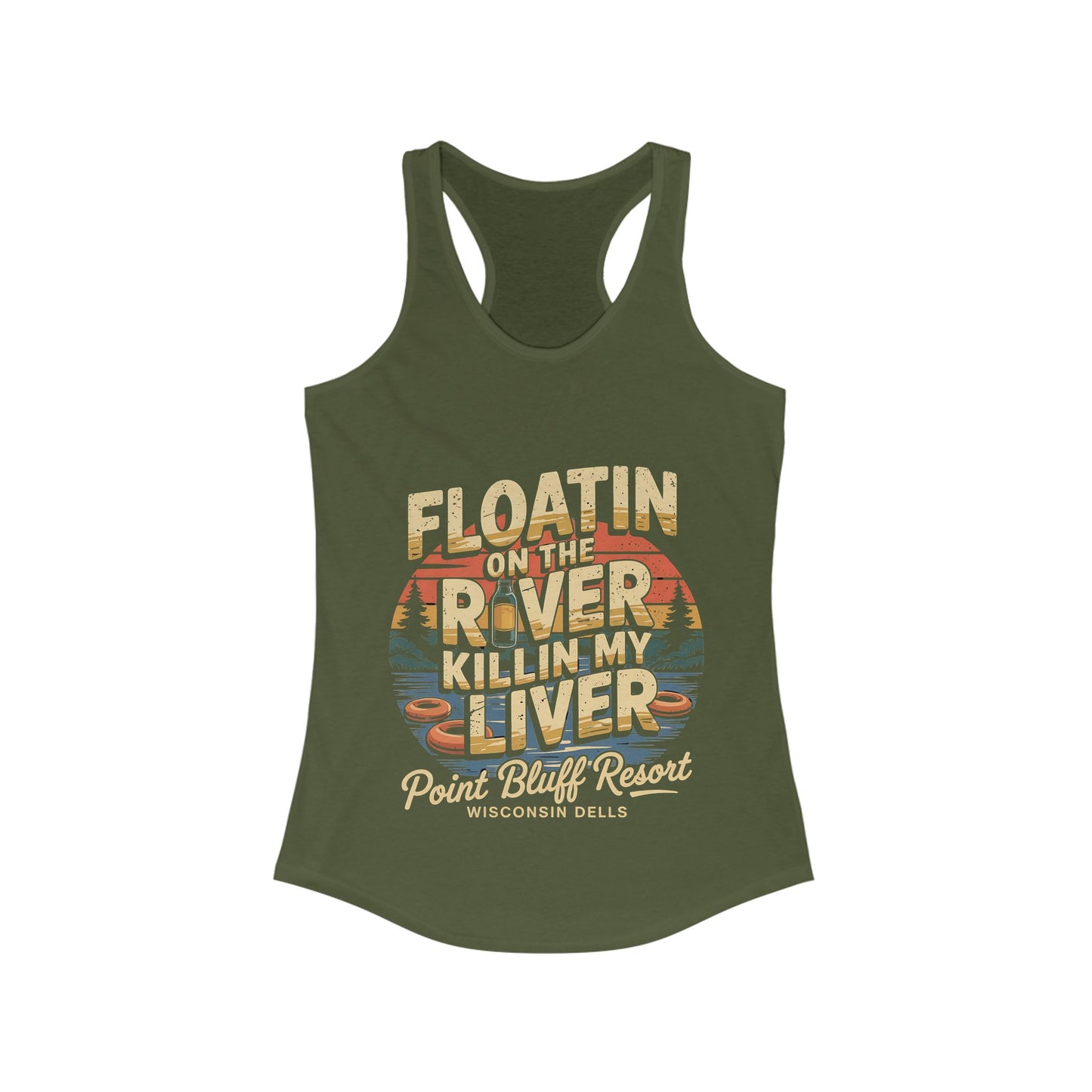 Point Bluff Floatin' on the River Racerback Tank