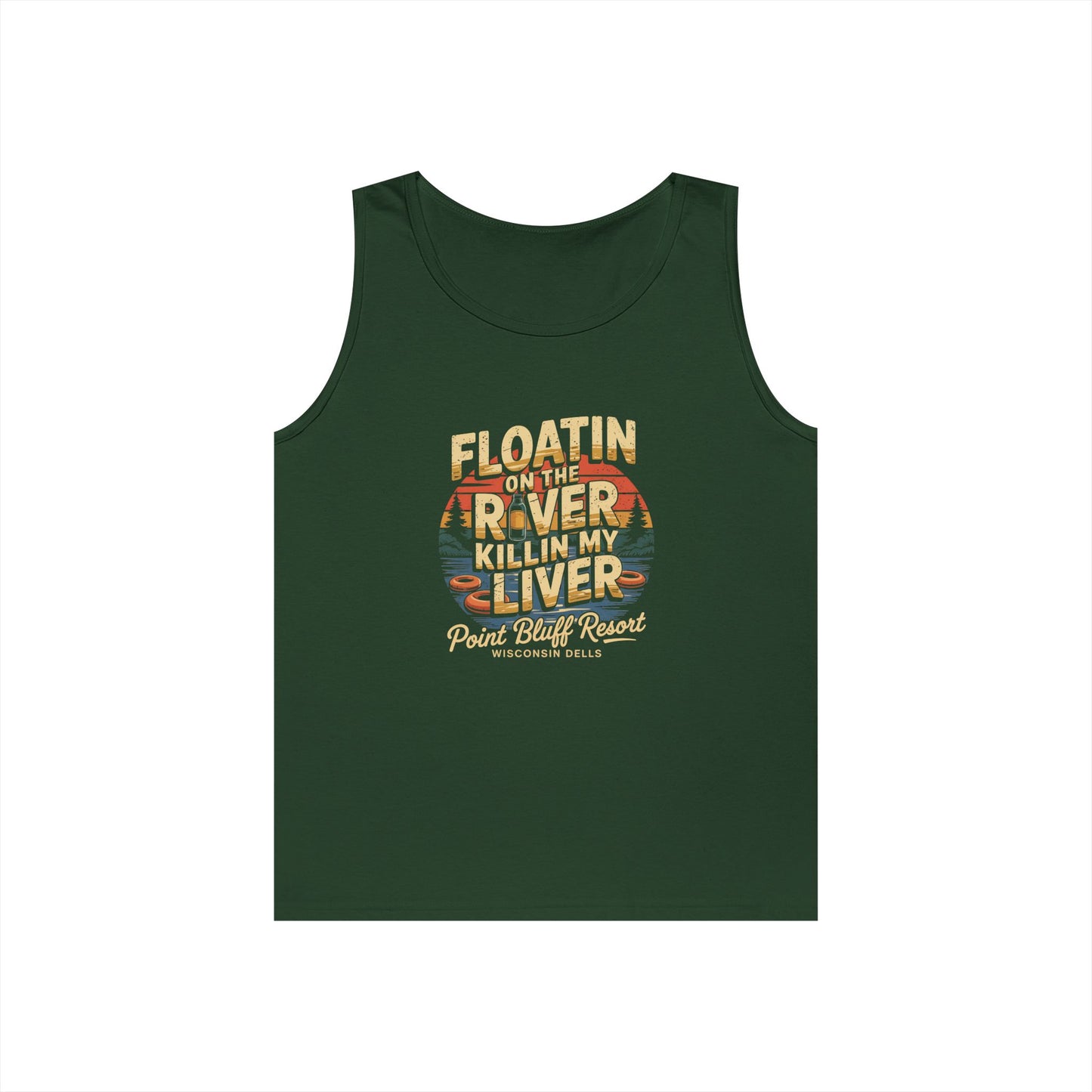 Retro River Adventure Tank Top - 'Floatin on the River, Killin My Liver'