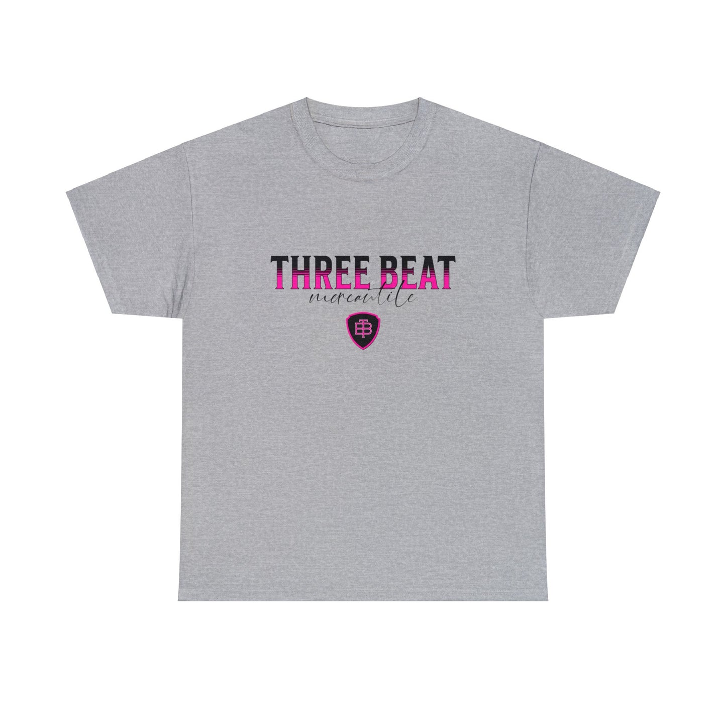Three Beat Shield Pink Unisex Heavy Cotton Tee