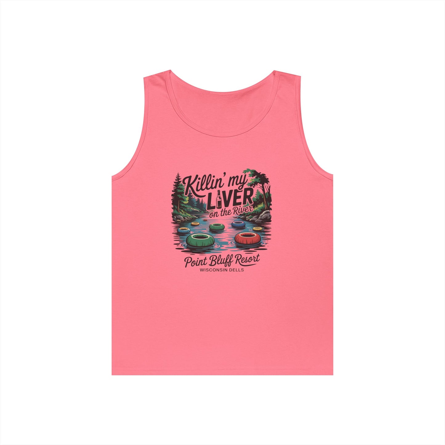 Unisex Heavy Cotton Tank Top - 'Killin' My Liver on the River' Design