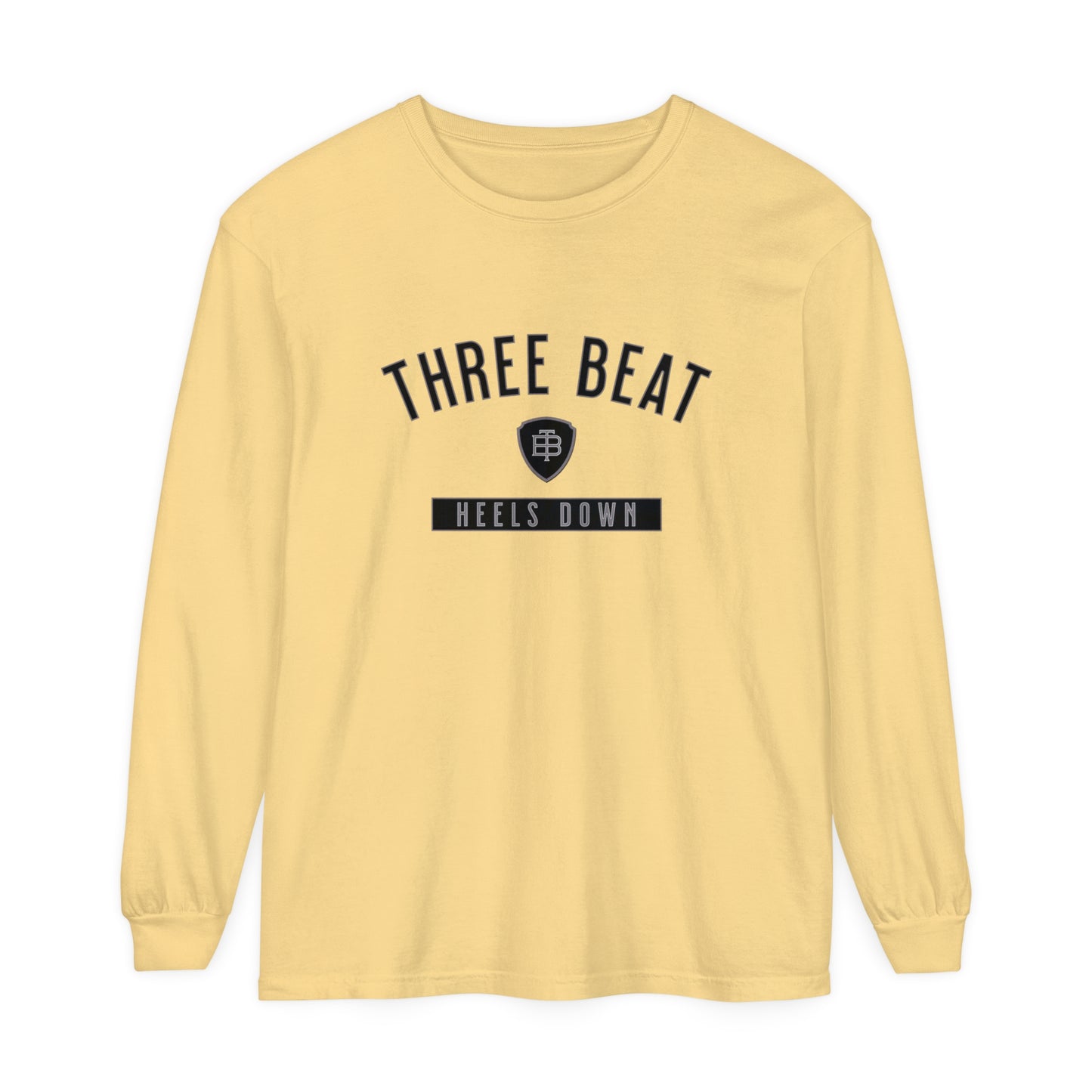 Three Beat Heels Down Unisex Garment-dyed Long Sleeve T-Shirt