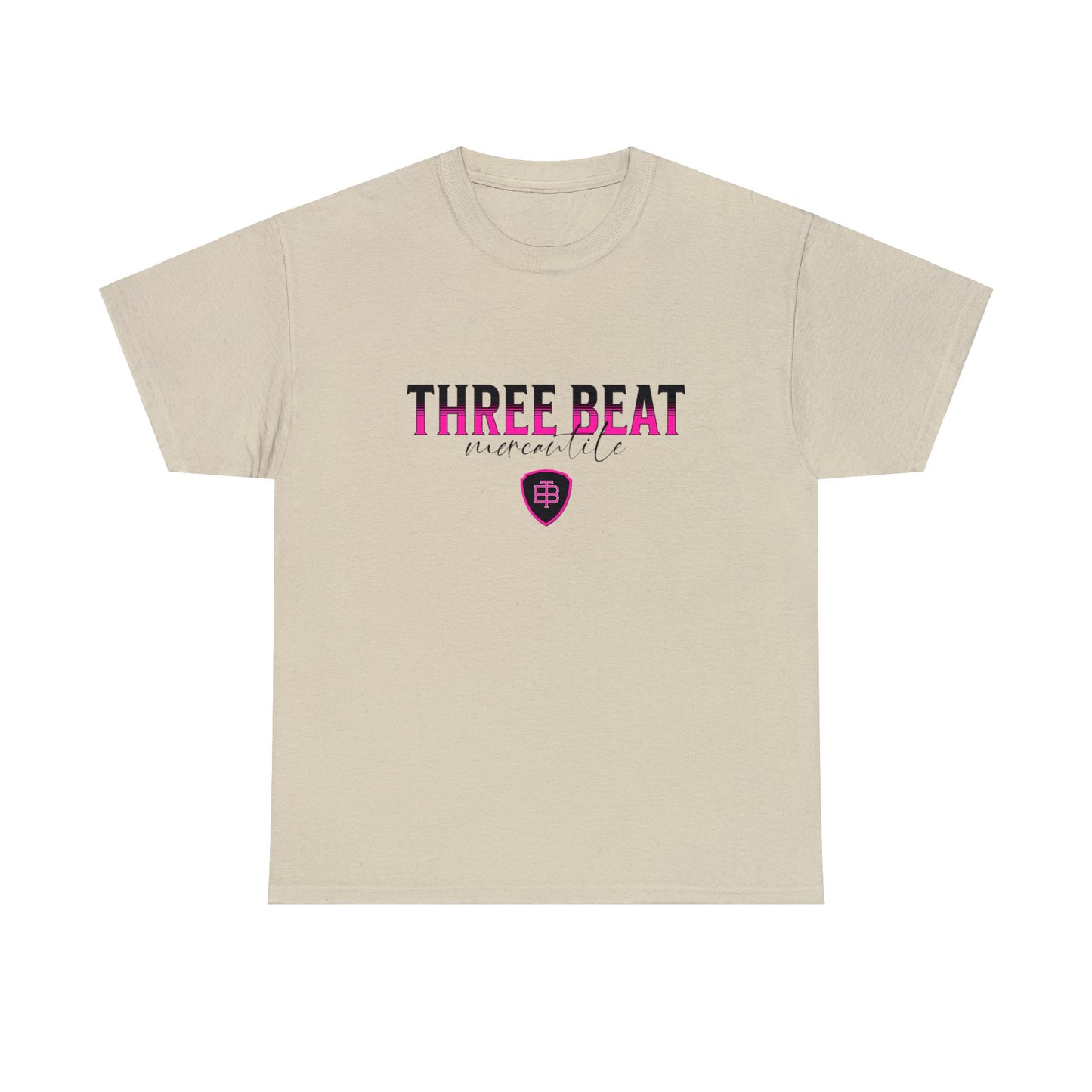 Three Beat Shield Pink Unisex Heavy Cotton Tee