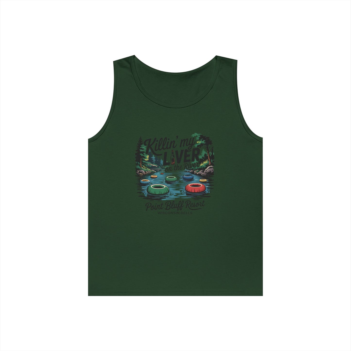 Unisex Heavy Cotton Tank Top - 'Killin' My Liver on the River' Design