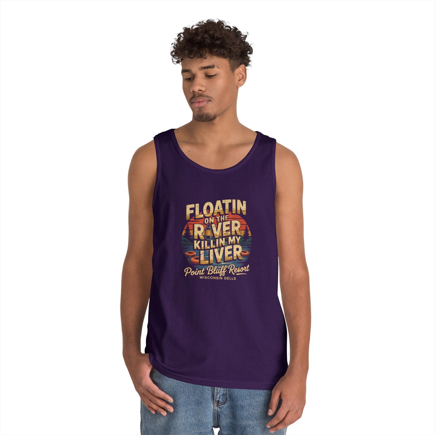 Retro River Adventure Tank Top - 'Floatin on the River, Killin My Liver'
