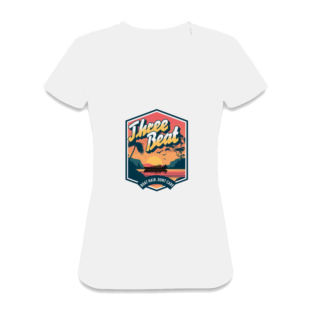 Three Beat Boat Hair Women's V-Neck T-Shirt - white