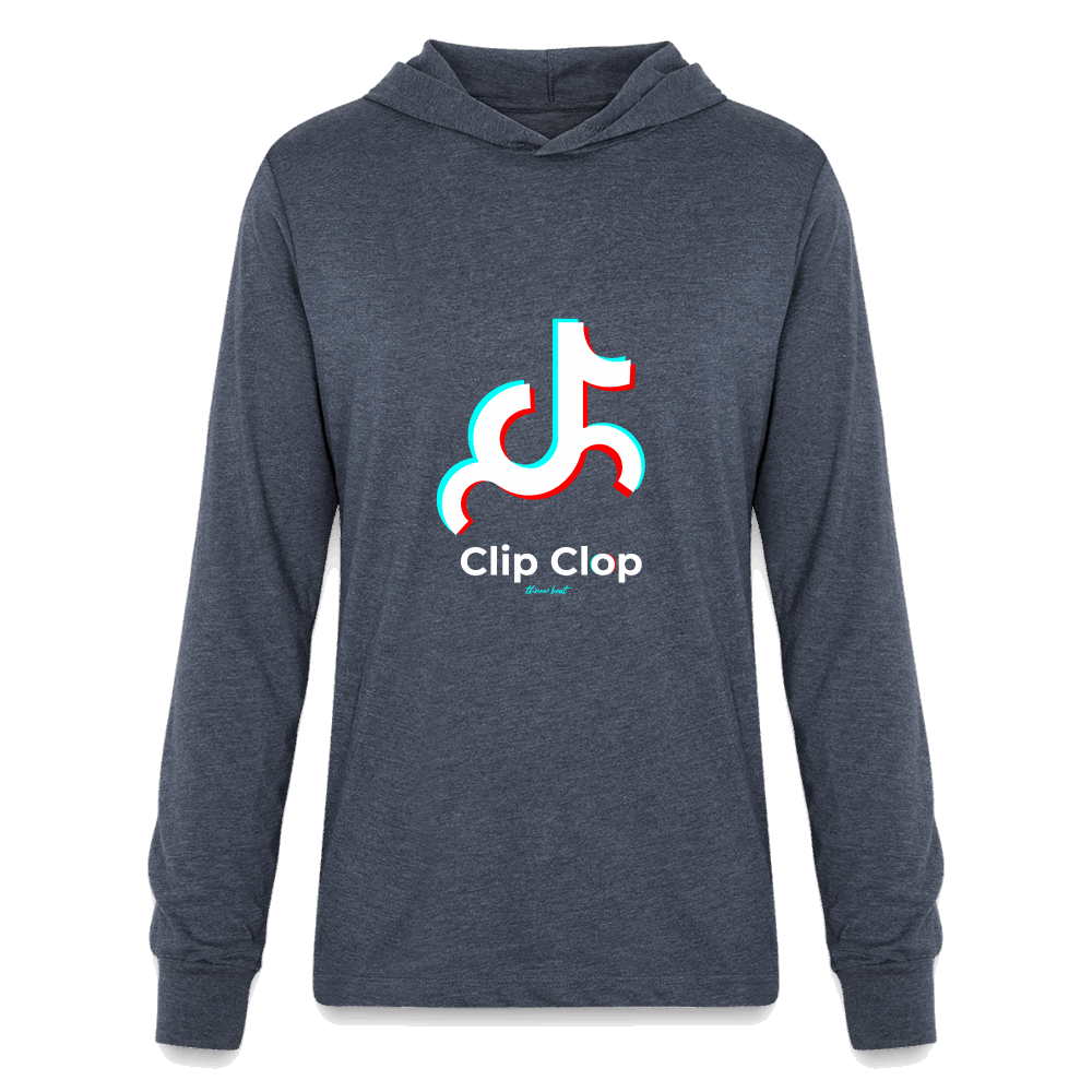Clip Clop Long Sleeve Hoodie Shirt - heather navy