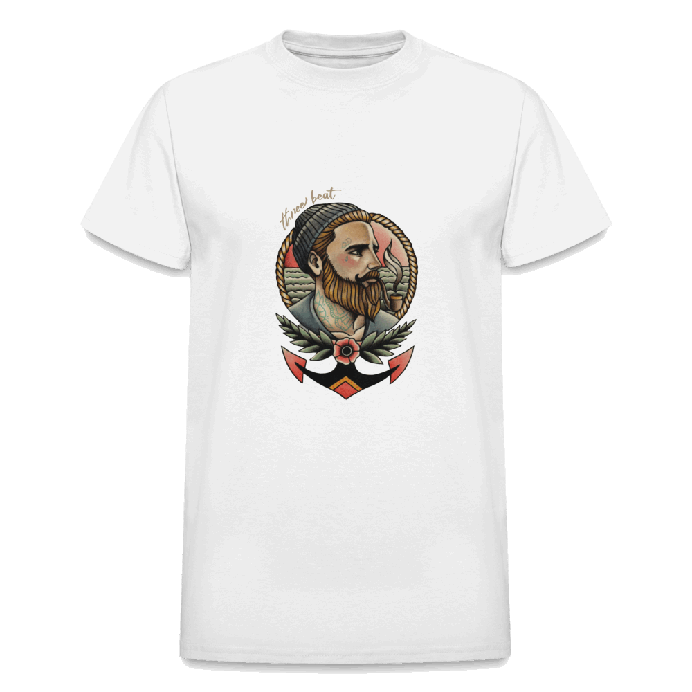 Three Beat Deckhand Mens Classic T-Shirt - white
