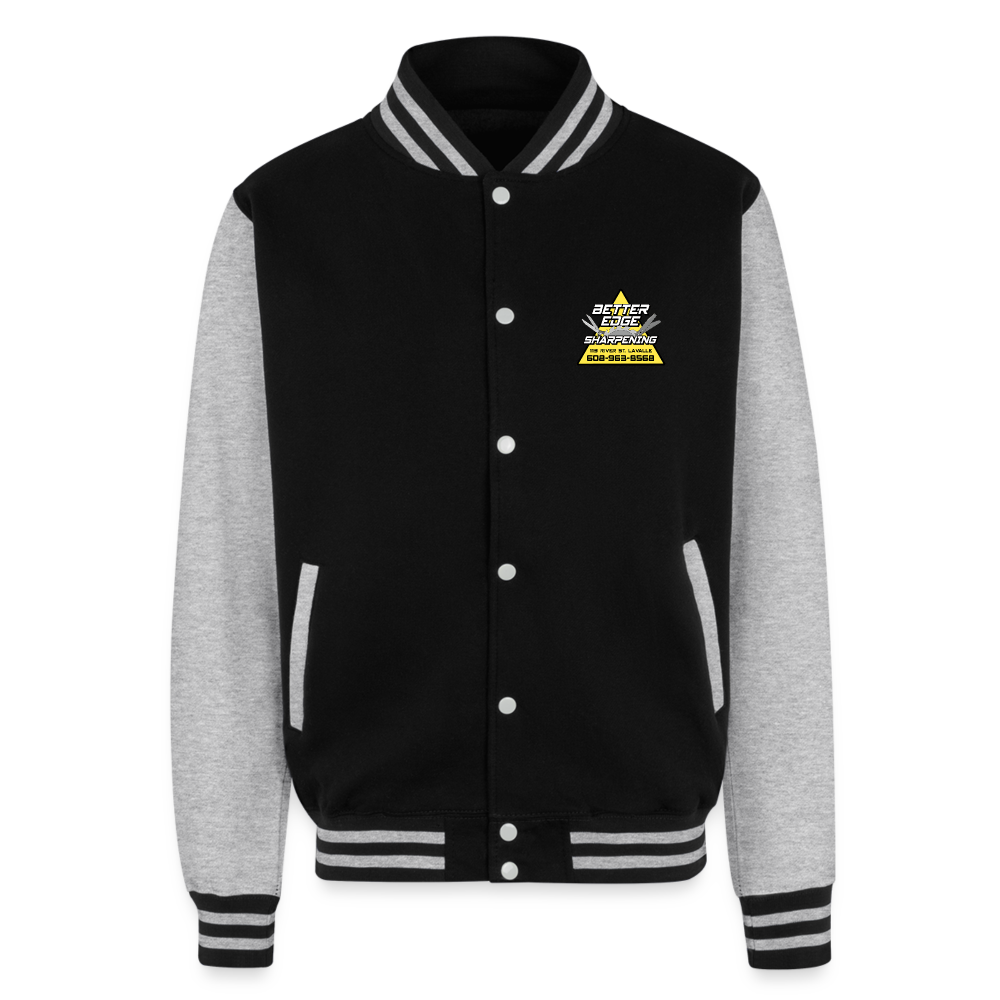 Better Edge Just Hoods Heavyweight Letterman Jacket - black/heather grey