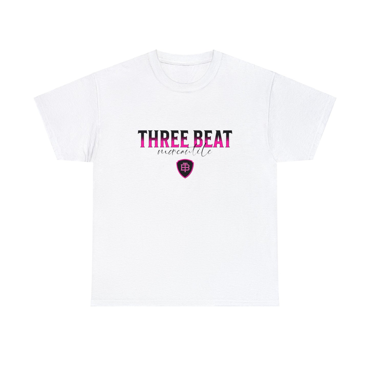 Three Beat Shield Pink Unisex Heavy Cotton Tee