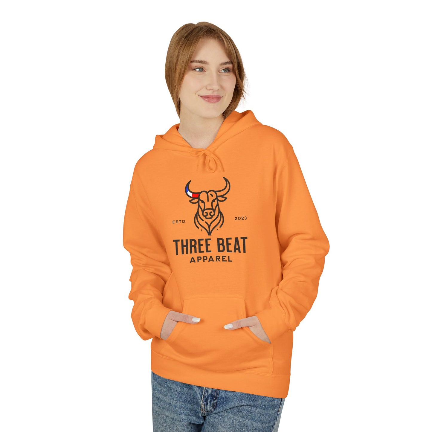 Three Beat AM Bull Unisex Midweight Softstyle Fleece Hoodie