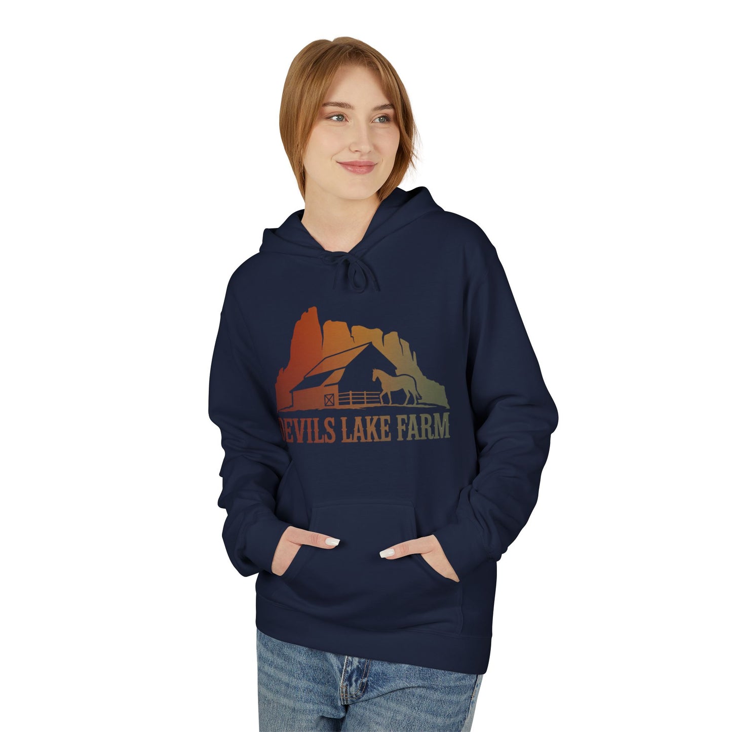 Devils Lake Farm Hoodie — Vintage Sunset Farm Pullover