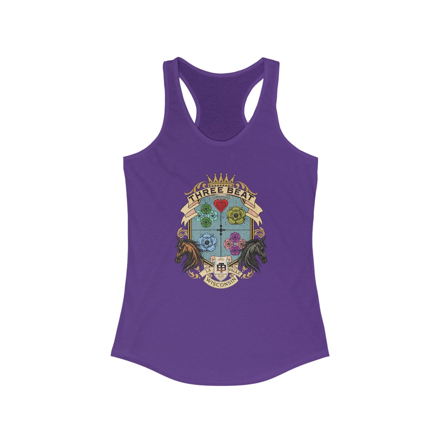 Three Beat Flower Crest Women's Ideal Racerback Tank