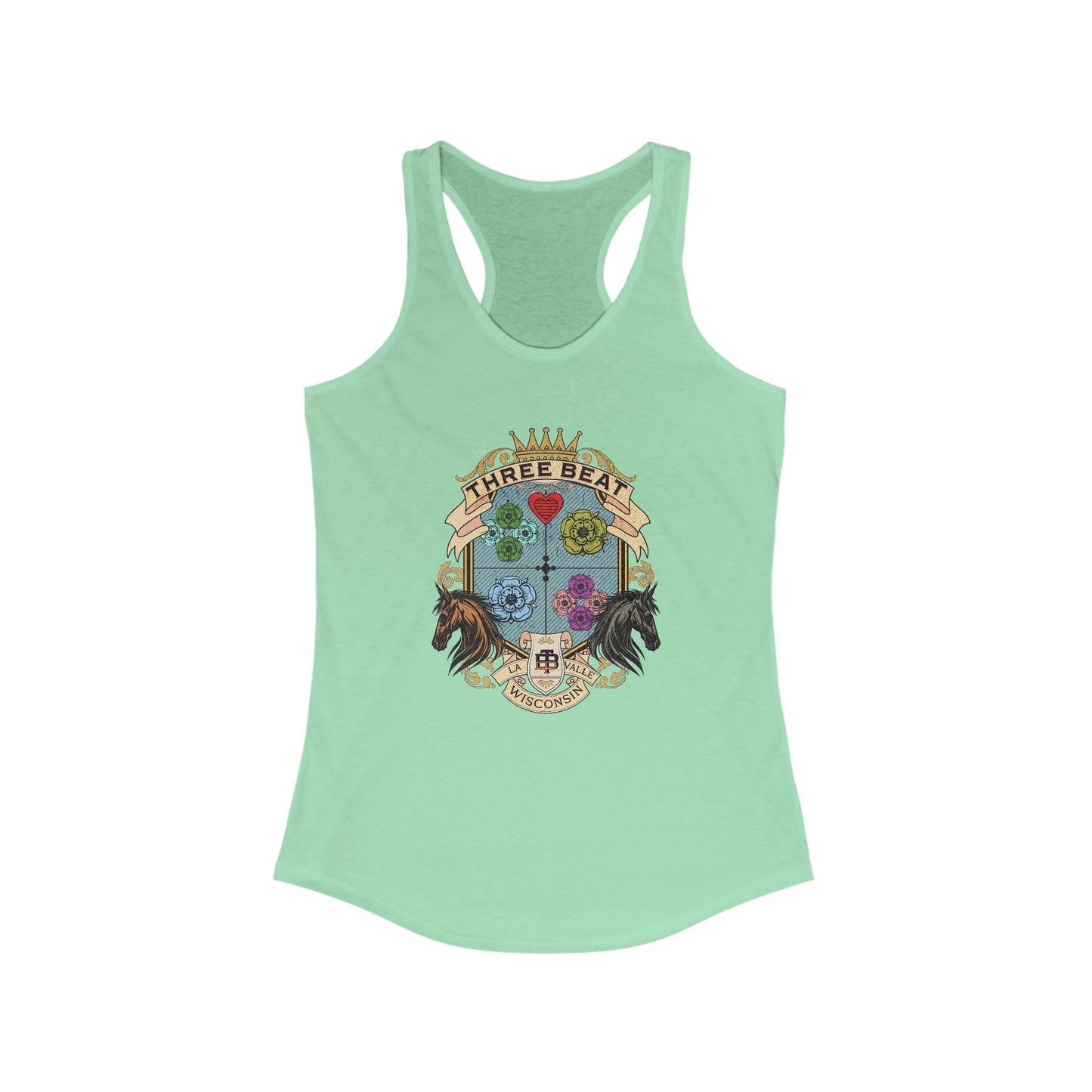 Three Beat Flower Crest Women's Ideal Racerback Tank