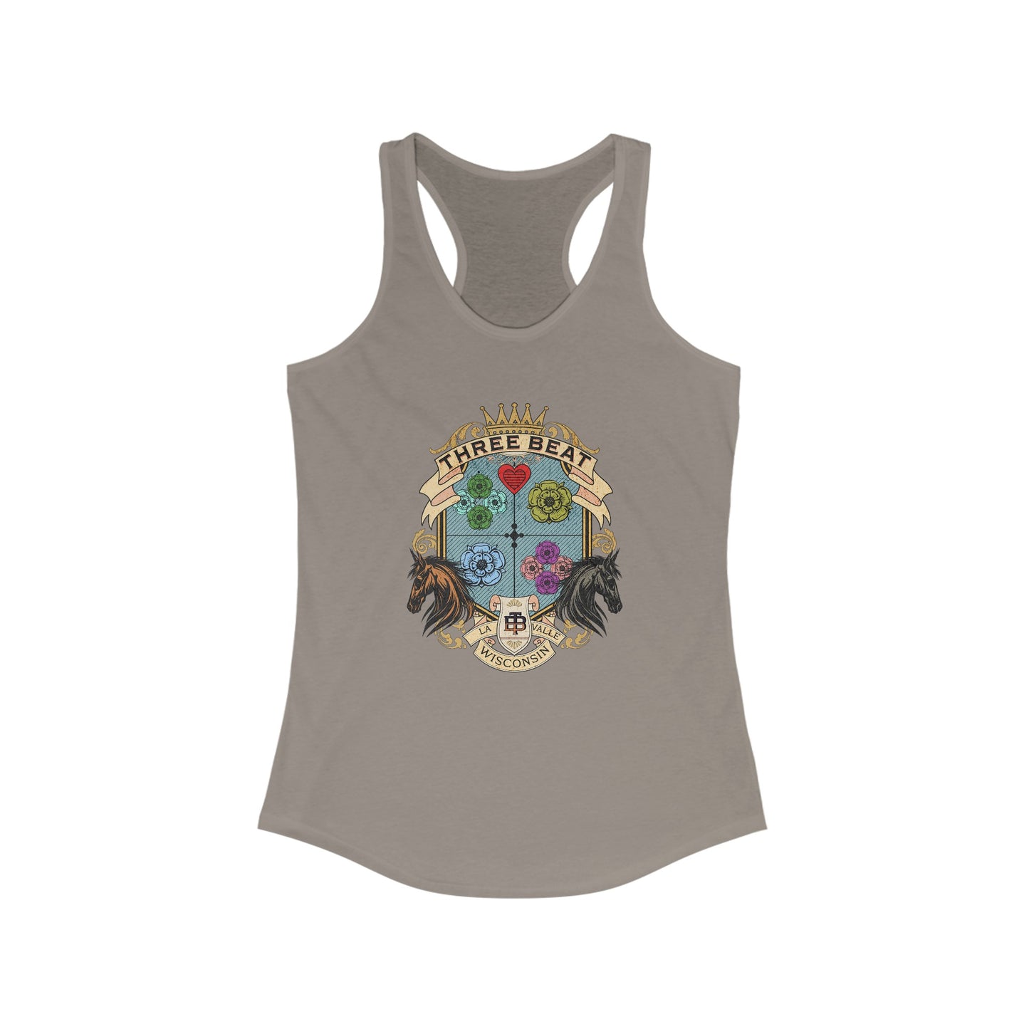 Three Beat Flower Crest Women's Ideal Racerback Tank