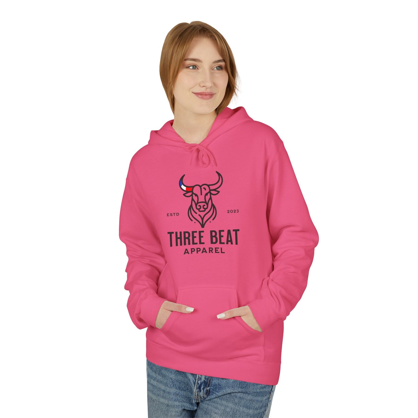 Three Beat AM Bull Unisex Midweight Softstyle Fleece Hoodie