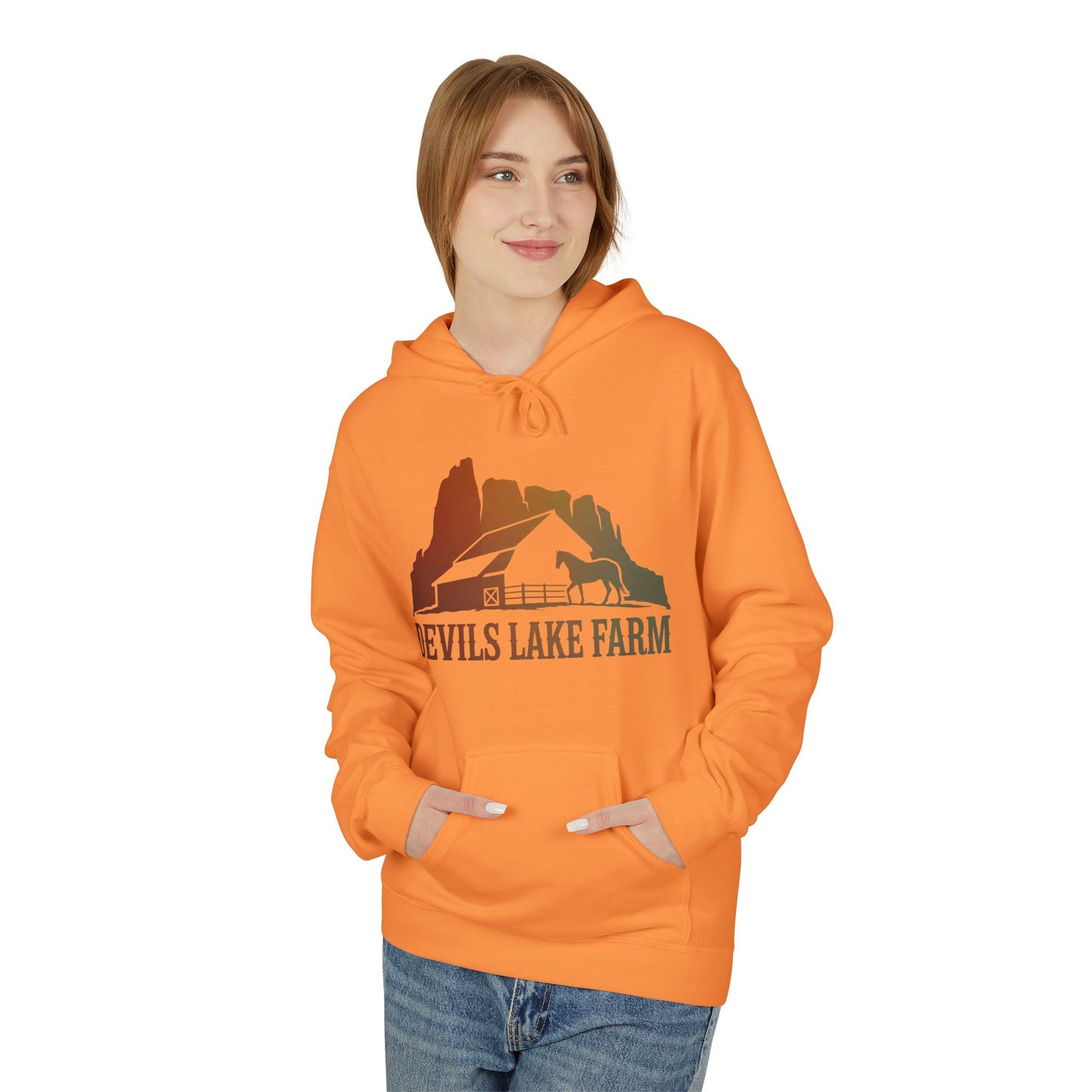 Devils Lake Farm Hoodie — Vintage Sunset Farm Pullover