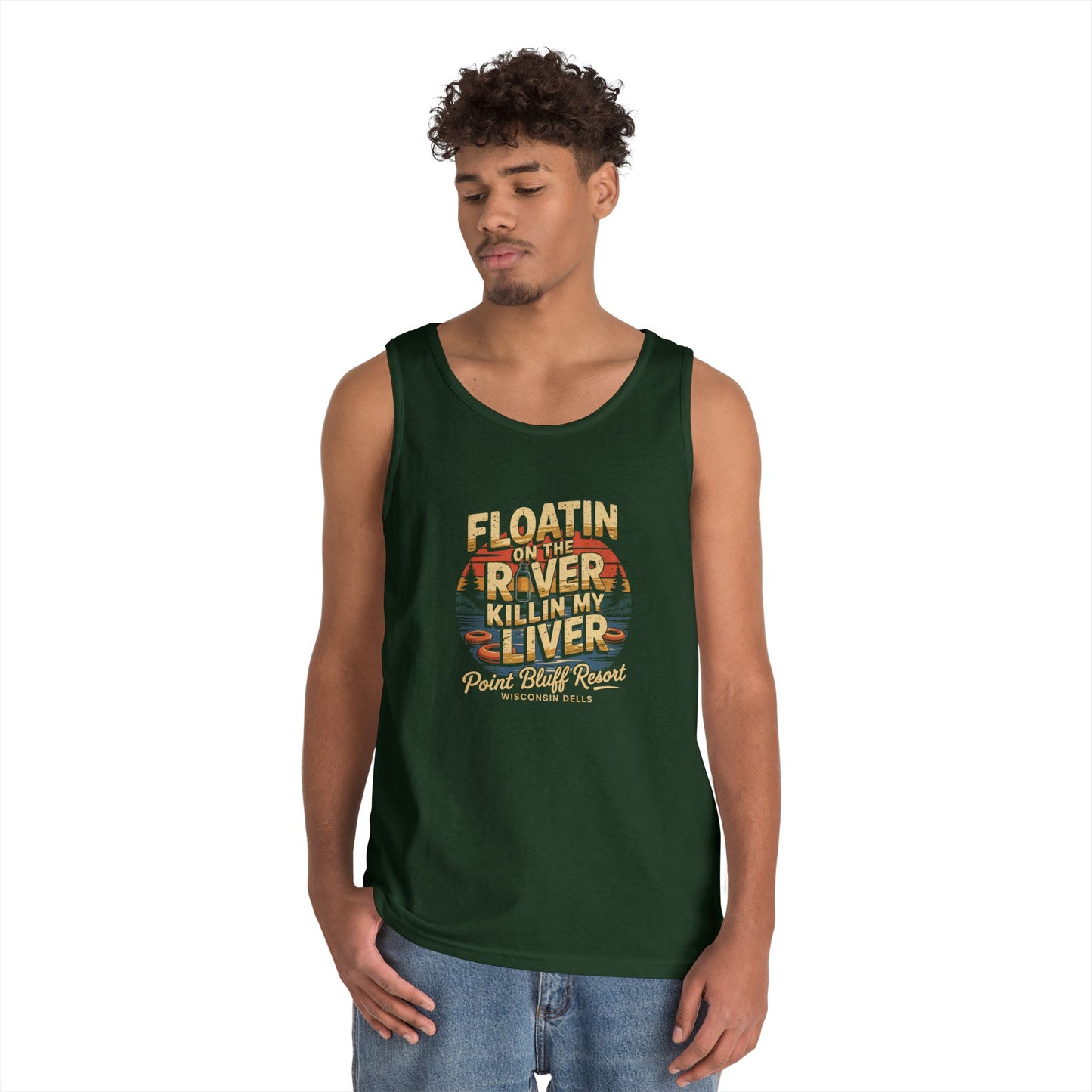 Retro River Adventure Tank Top - 'Floatin on the River, Killin My Liver'