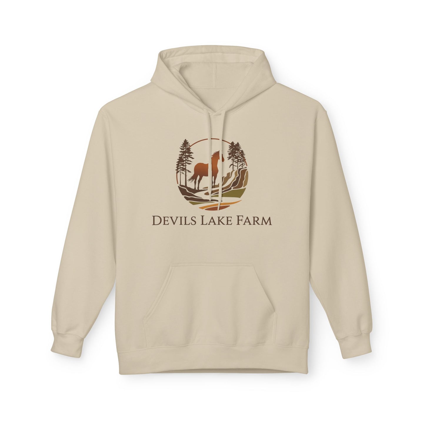 Devils Lake Farm Hoodie — Rustic Vintage Sunset Pullover