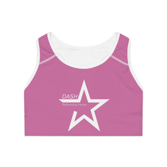 DASH Performance Horses Sports Bra - Pink Star Design for Active Women