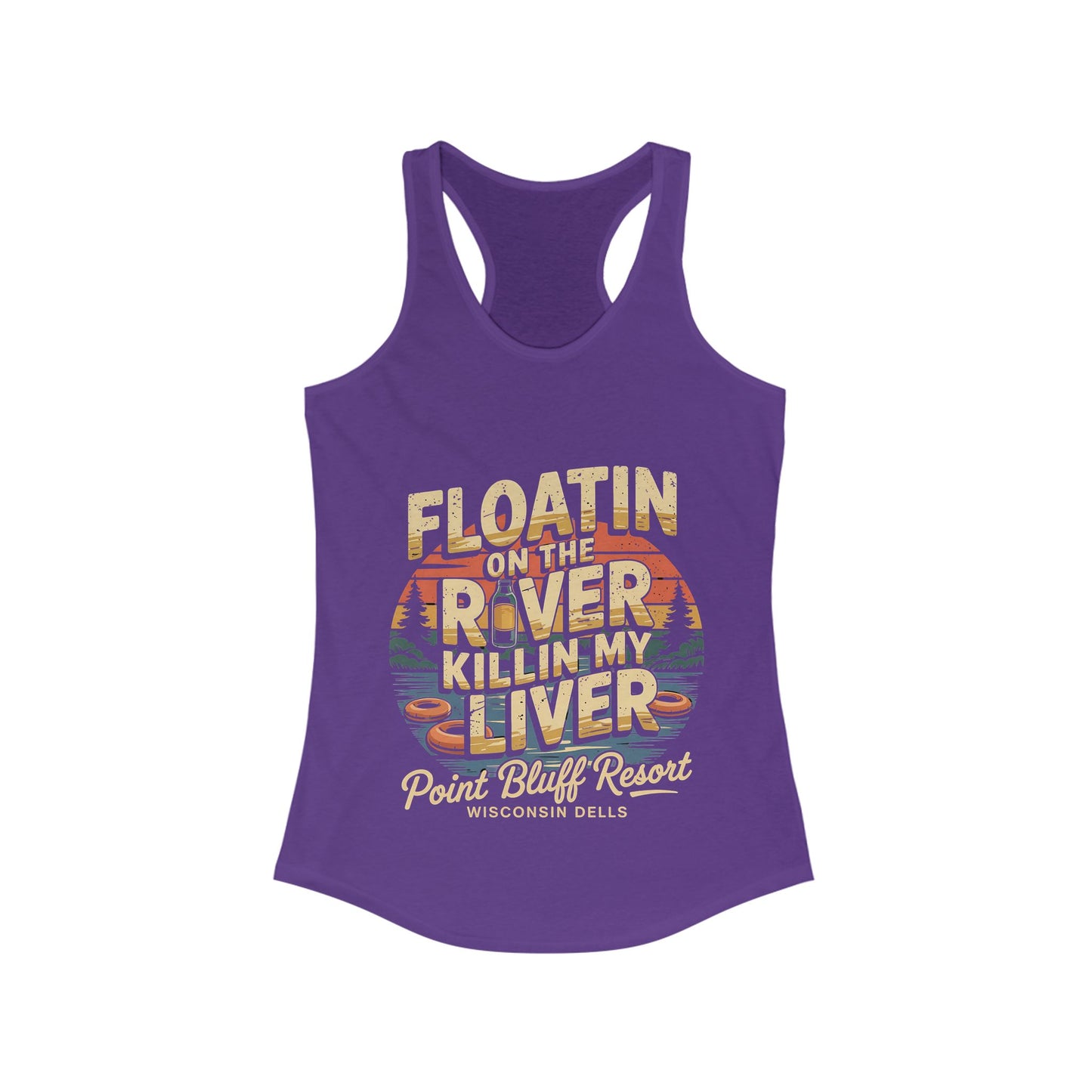 Point Bluff Floatin' on the River Racerback Tank