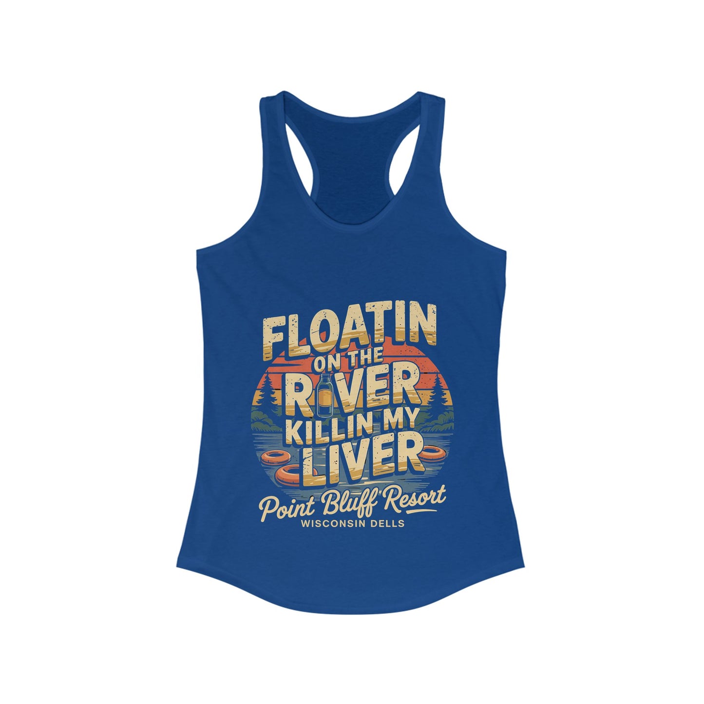 Point Bluff Floatin' on the River Racerback Tank