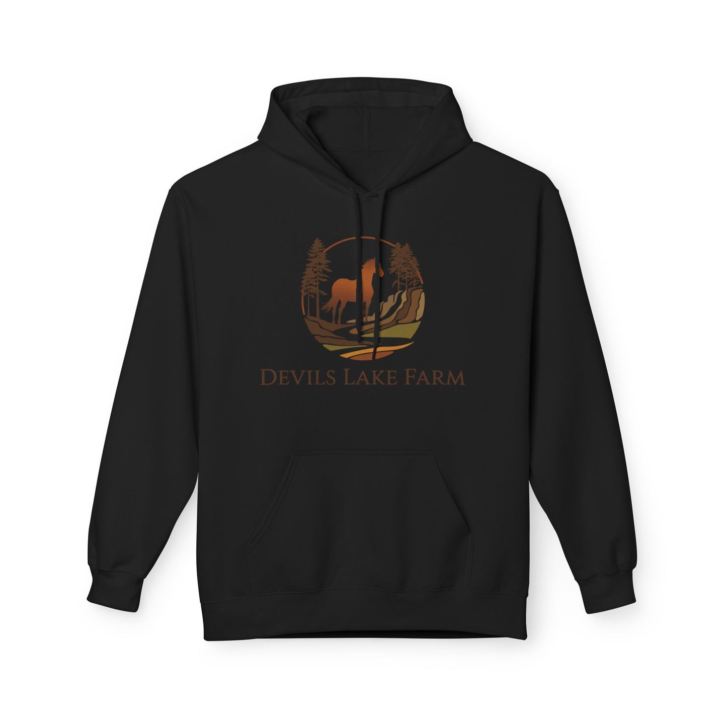 Devils Lake Farm Hoodie — Rustic Vintage Sunset Pullover