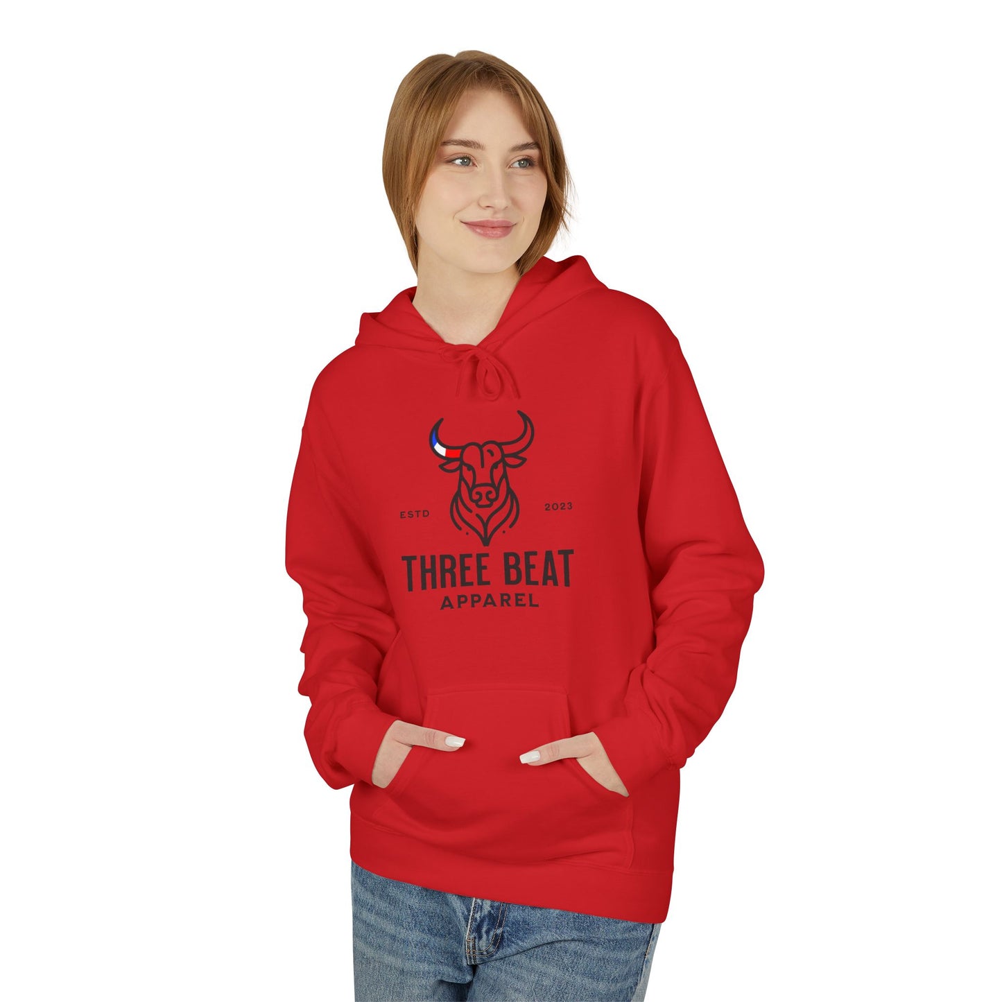 Three Beat AM Bull Unisex Midweight Softstyle Fleece Hoodie