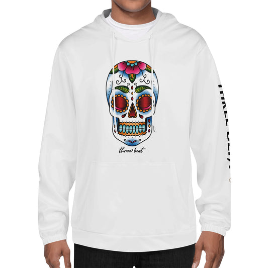 Three Beat Skull Mens Lightweight  Hoodie Sweatshirt