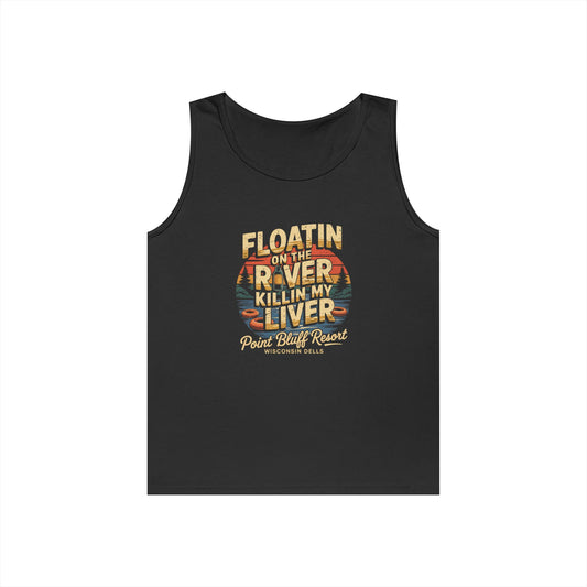 Retro River Adventure Tank Top - 'Floatin on the River, Killin My Liver'