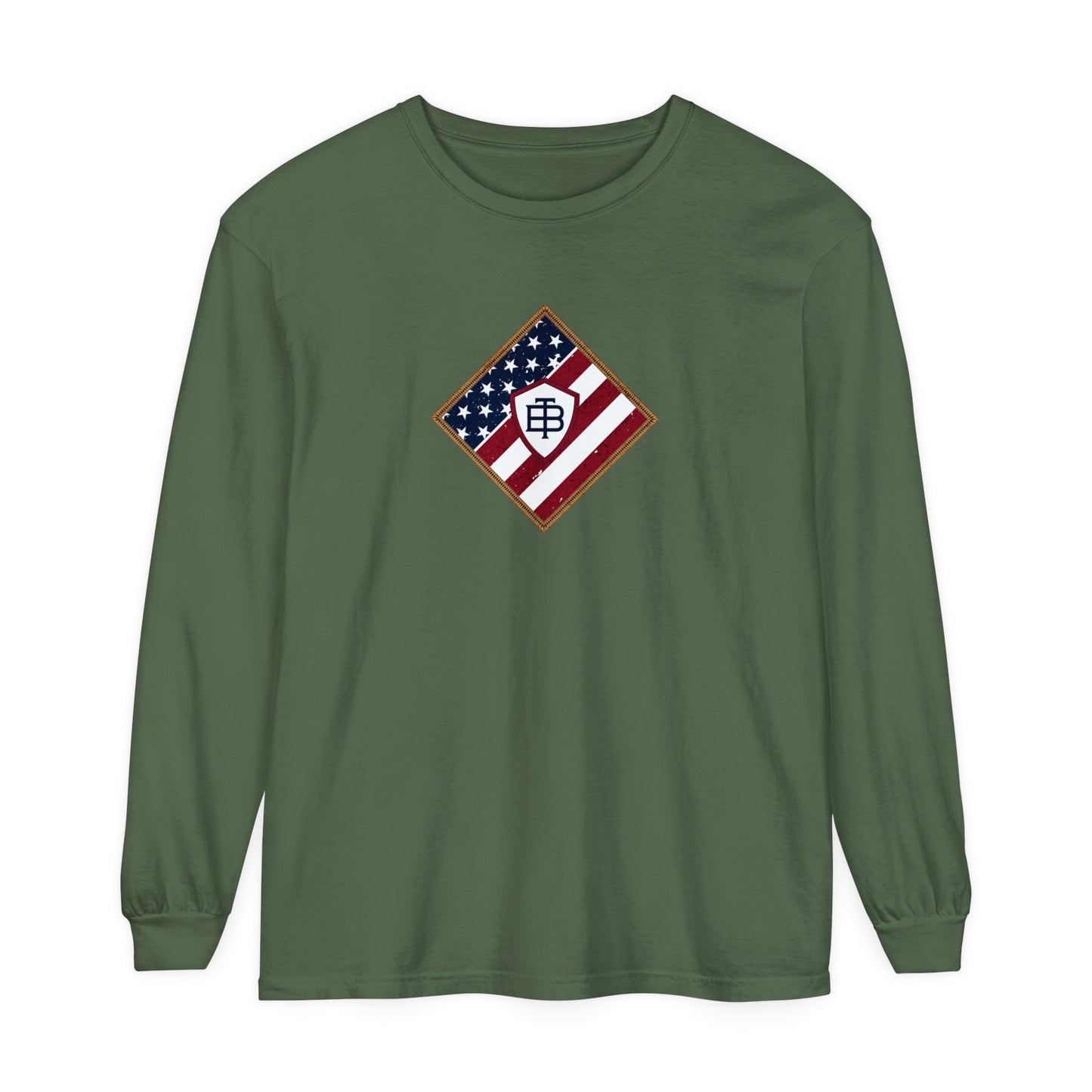 Three Beat Patriot Unisex Garment-dyed Long Sleeve T-Shirt