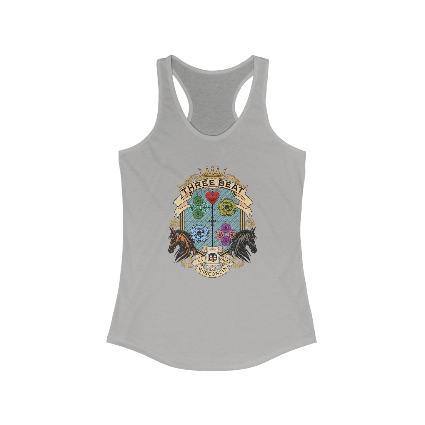 Three Beat Flower Crest Women's Ideal Racerback Tank