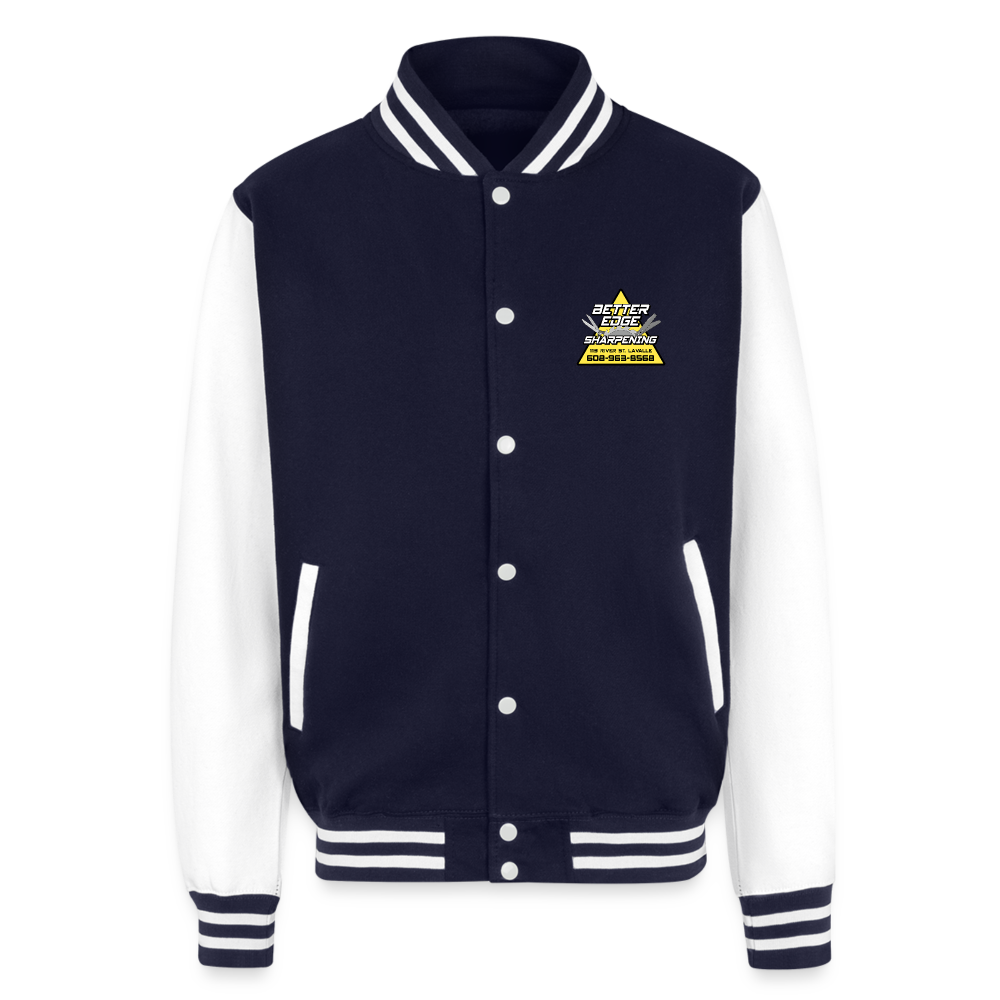 Better Edge Just Hoods Heavyweight Letterman Jacket - navy/white