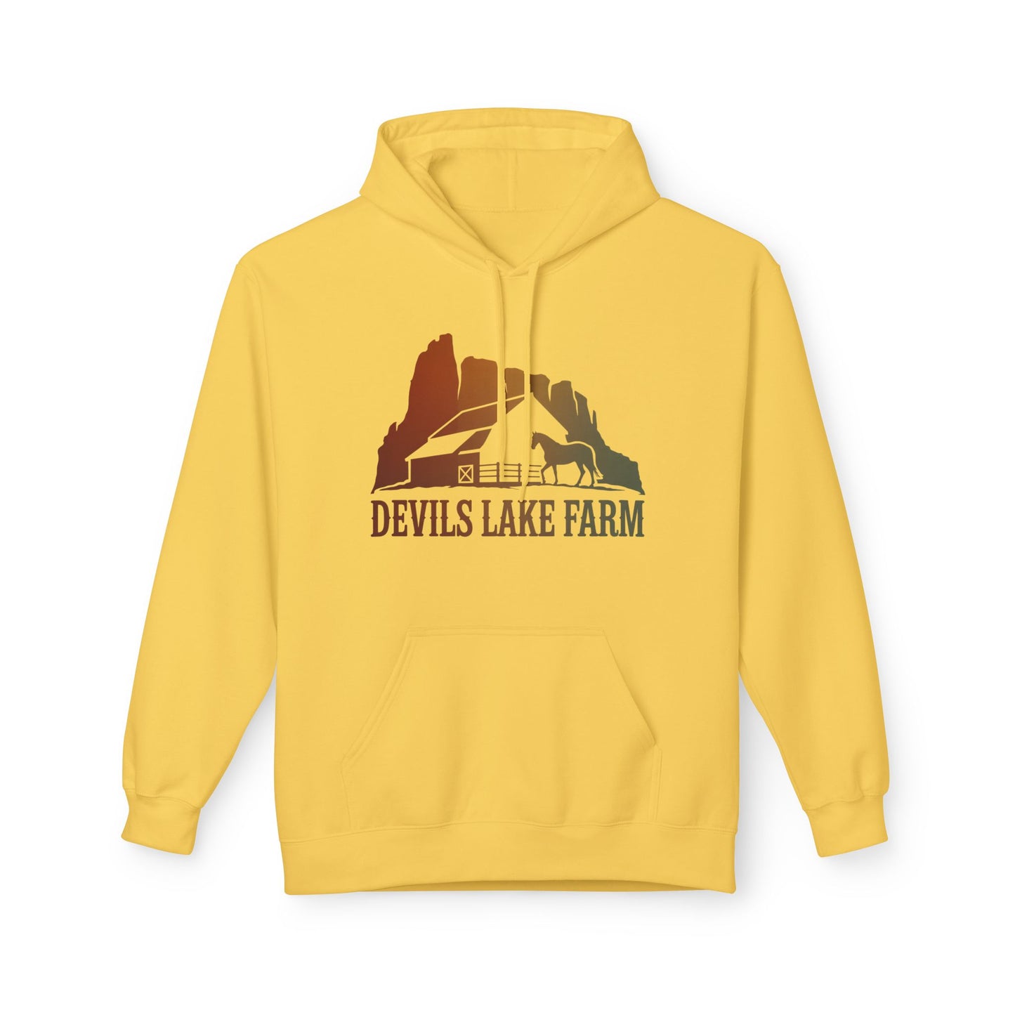 Devils Lake Farm Hoodie — Vintage Sunset Farm Pullover