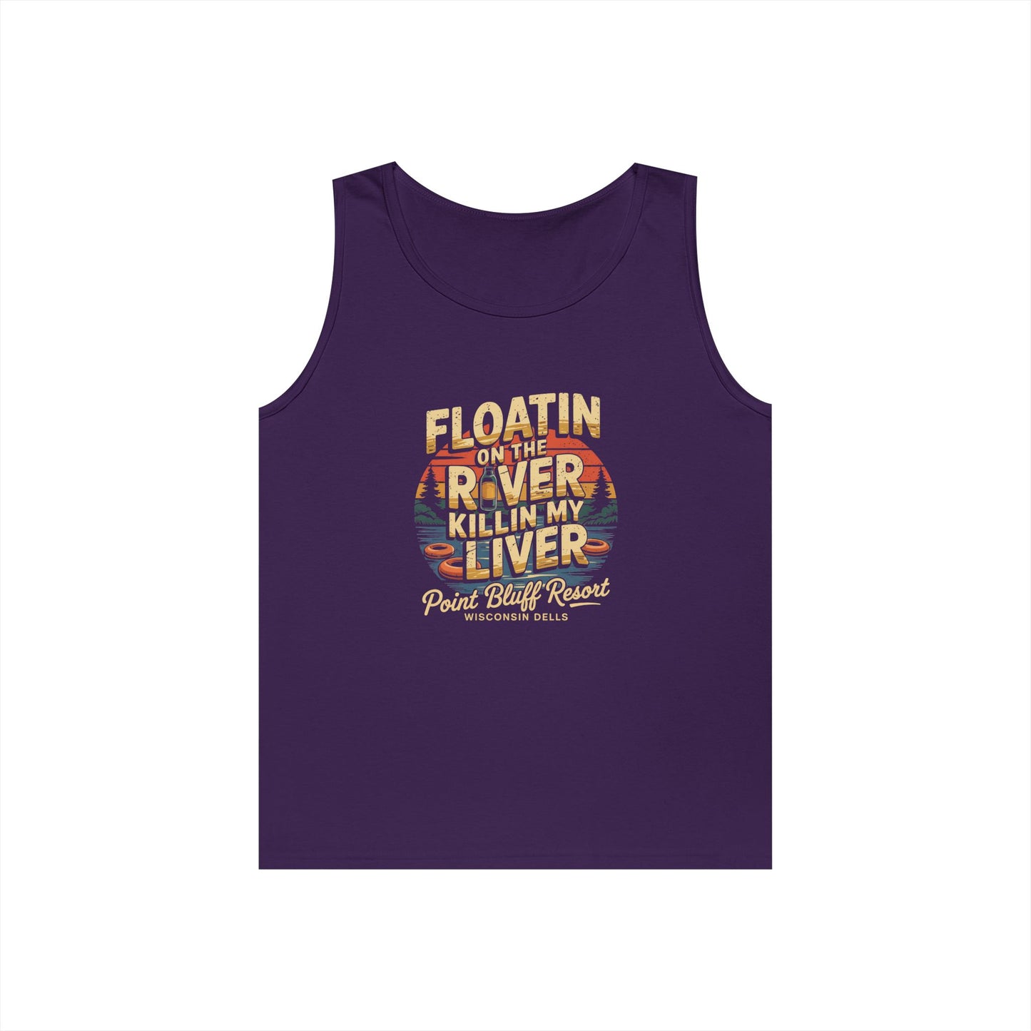 Retro River Adventure Tank Top - 'Floatin on the River, Killin My Liver'