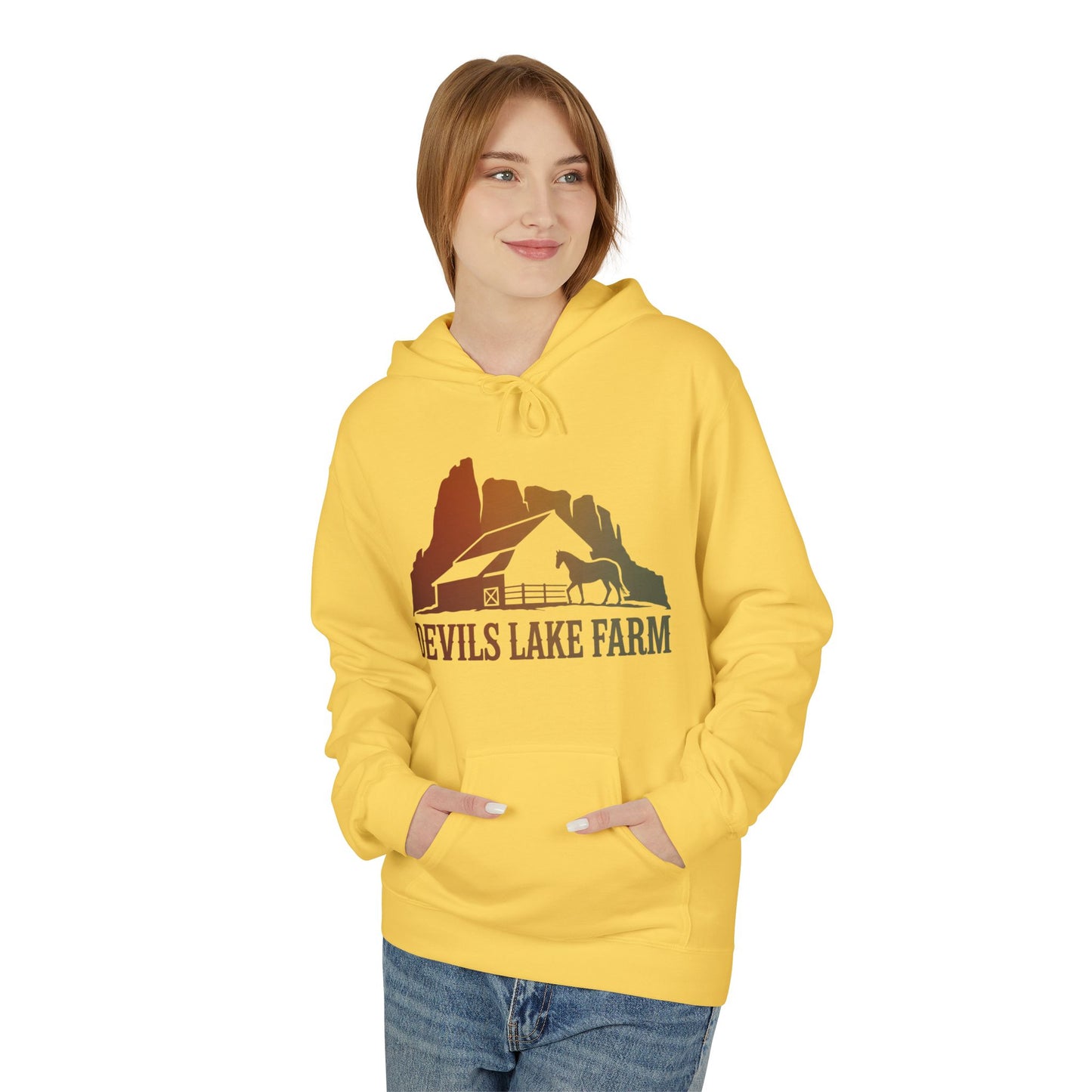 Devils Lake Farm Hoodie — Vintage Sunset Farm Pullover