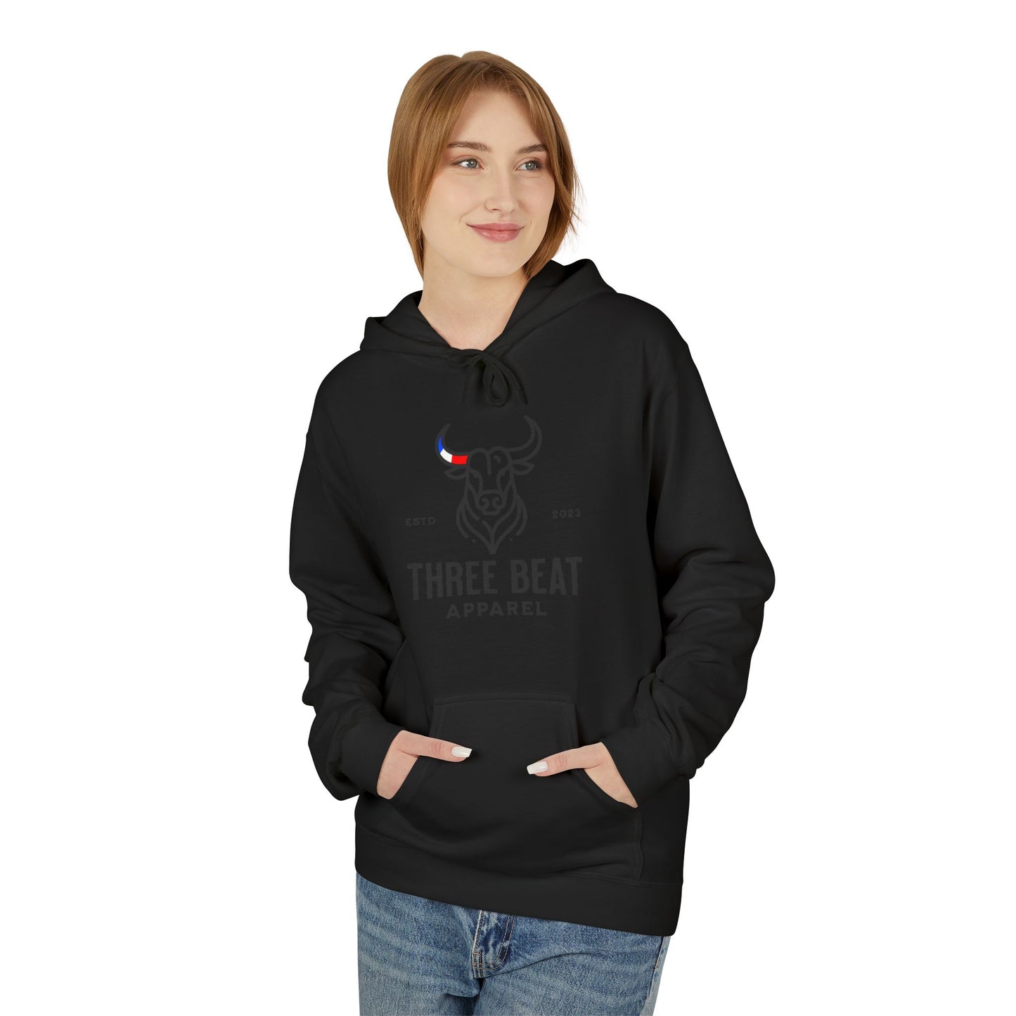 Three Beat AM Bull Unisex Midweight Softstyle Fleece Hoodie