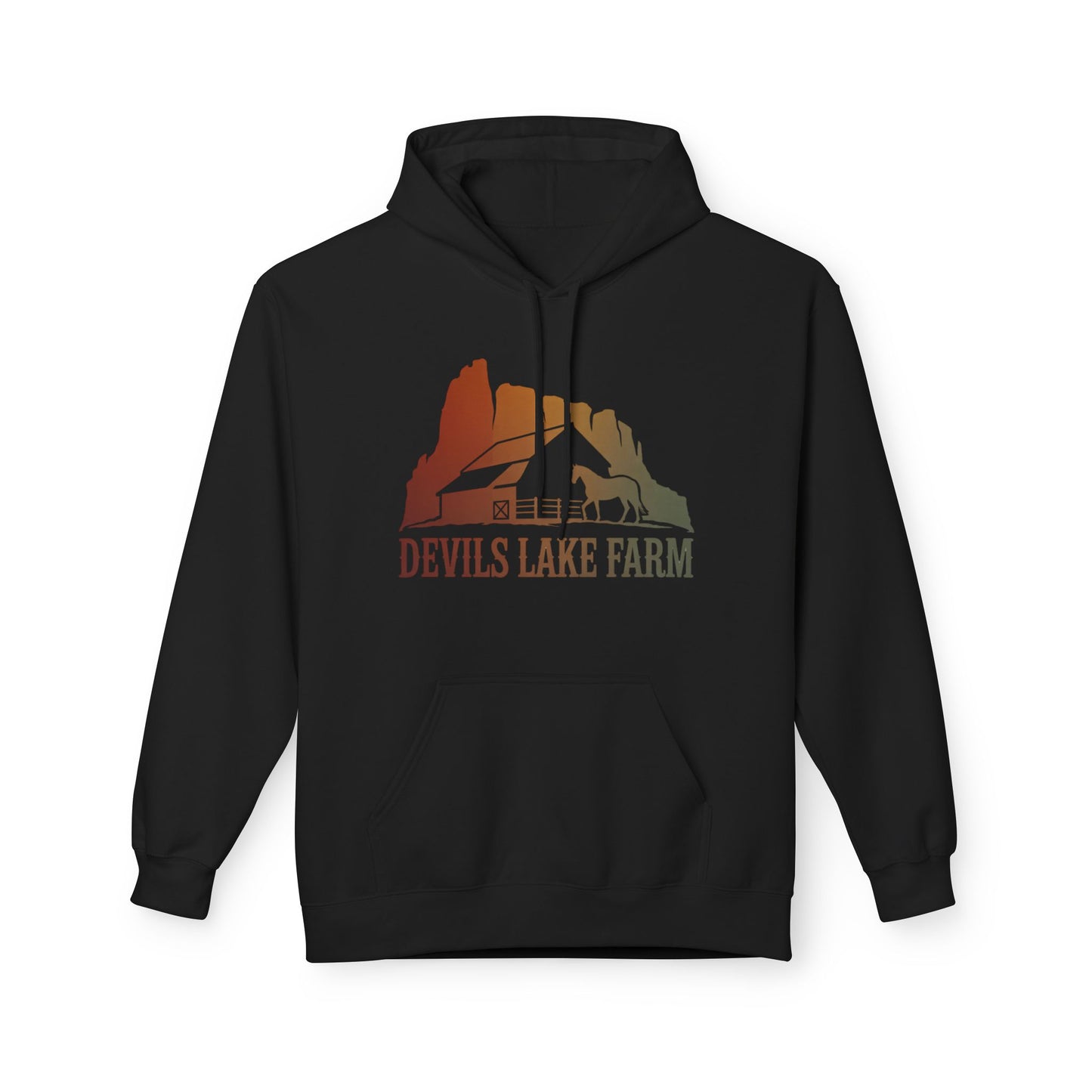 Devils Lake Farm Hoodie — Vintage Sunset Farm Pullover