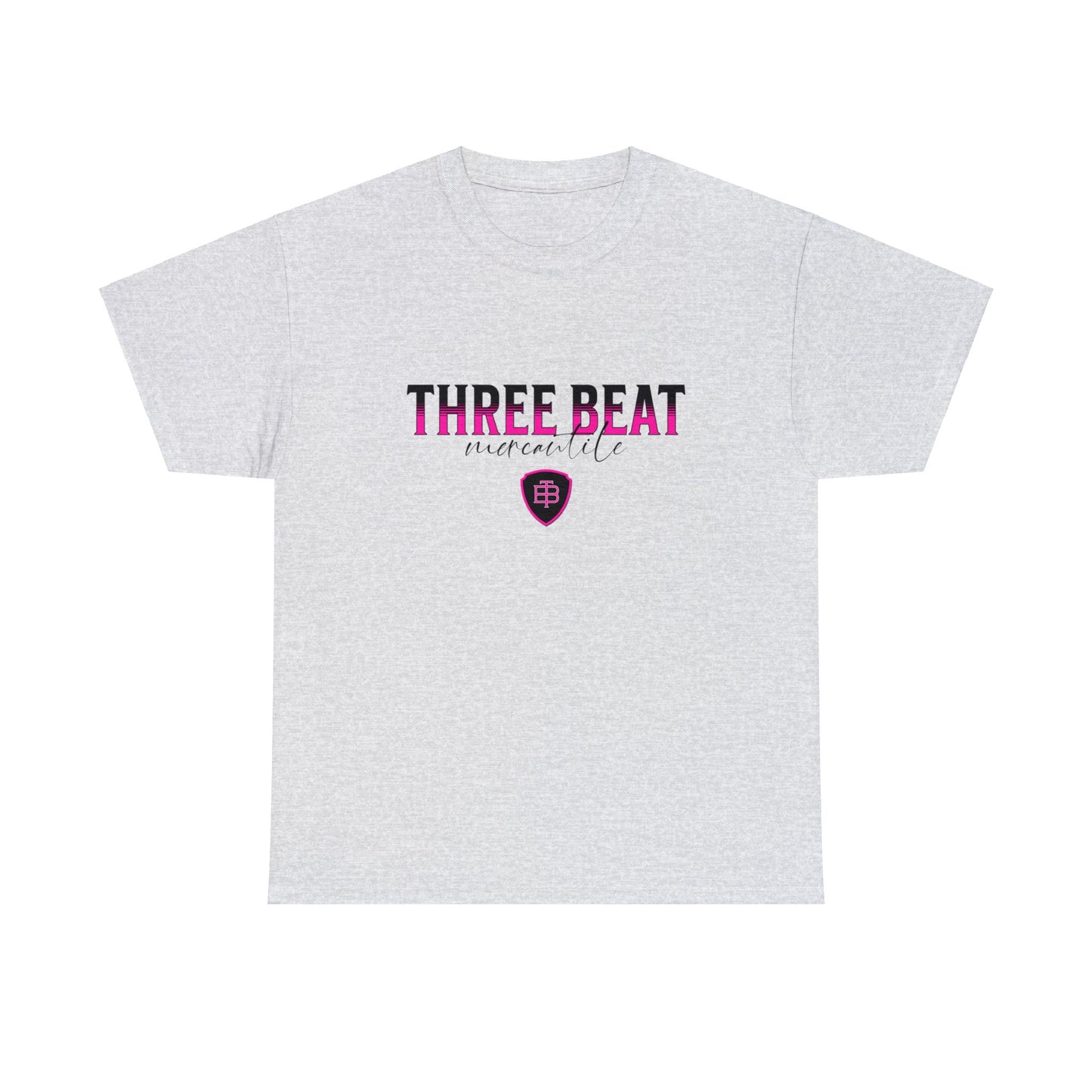Three Beat Shield Pink Unisex Heavy Cotton Tee