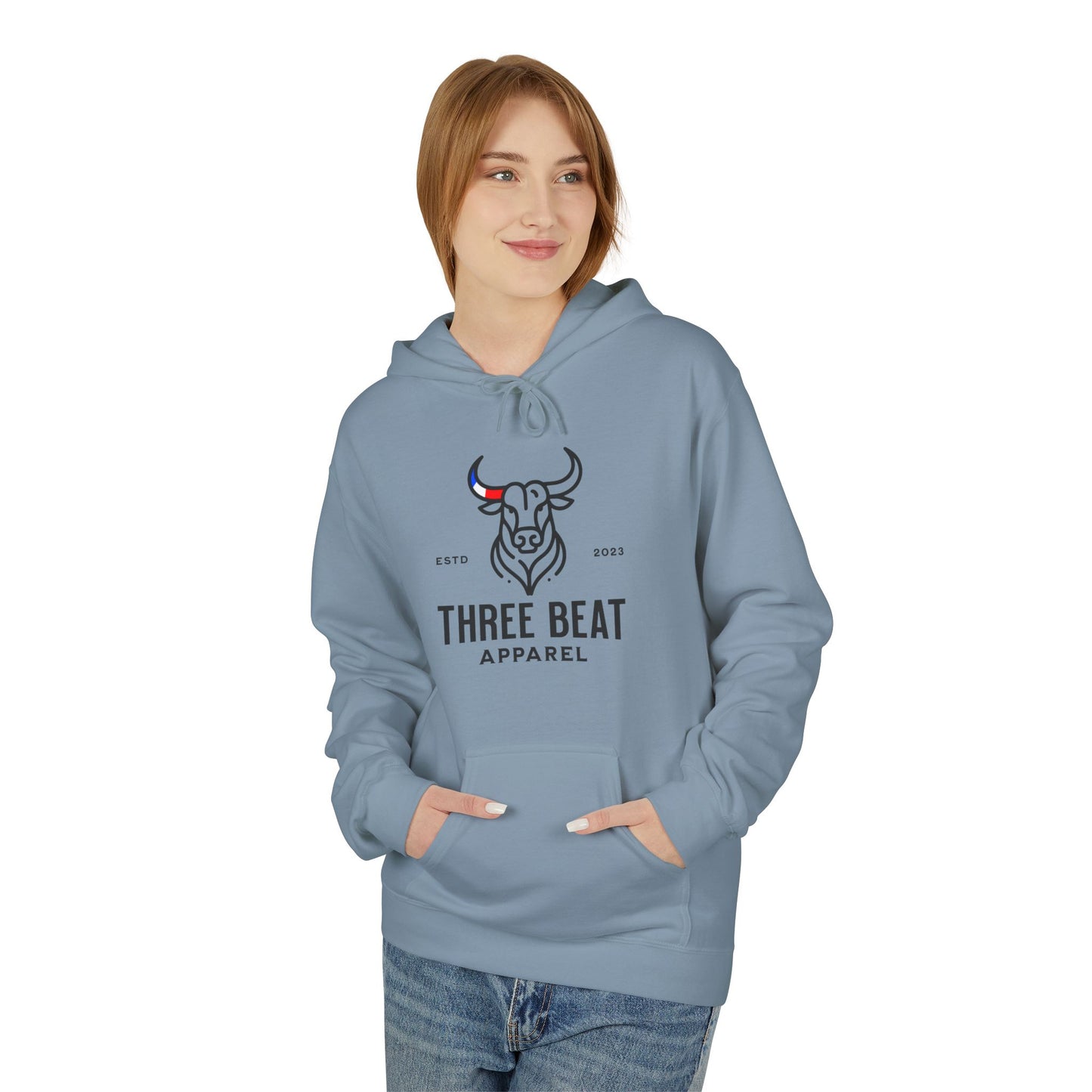 Three Beat AM Bull Unisex Midweight Softstyle Fleece Hoodie