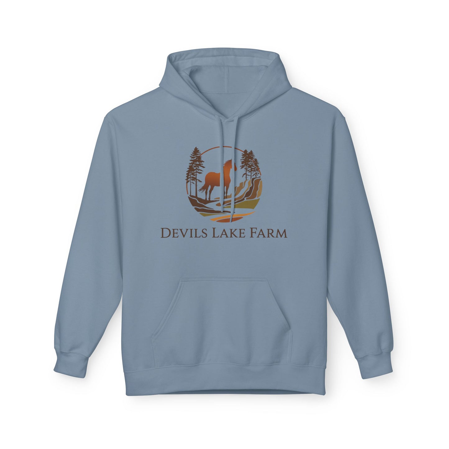 Devils Lake Farm Hoodie — Rustic Vintage Sunset Pullover