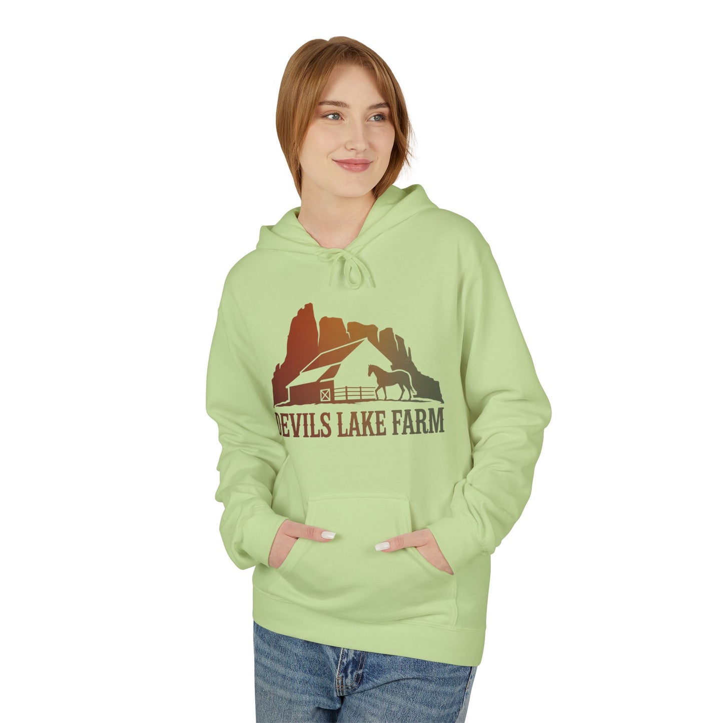 Devils Lake Farm Hoodie — Vintage Sunset Farm Pullover