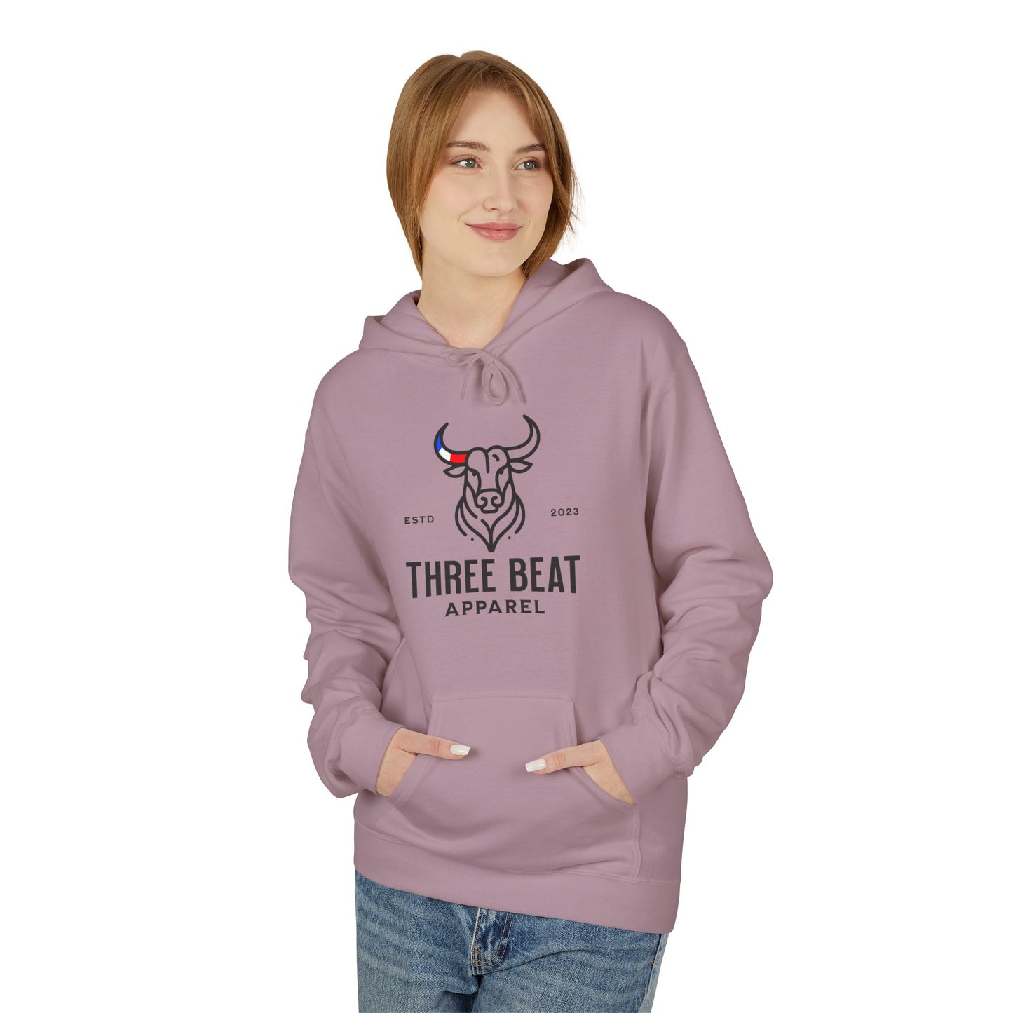 Three Beat AM Bull Unisex Midweight Softstyle Fleece Hoodie