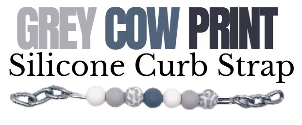 Grey Cow Print Curb Strap