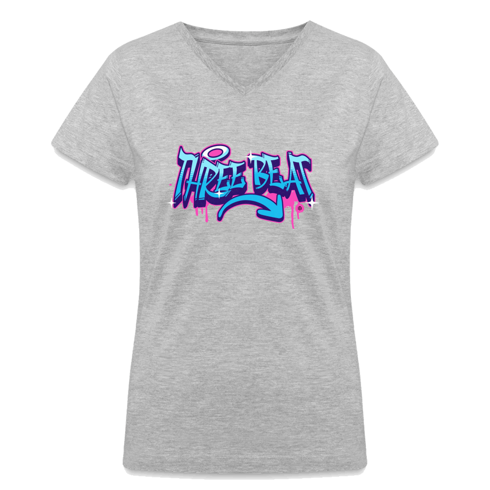 Three Beat Women's V-Neck T-Shirt - gray