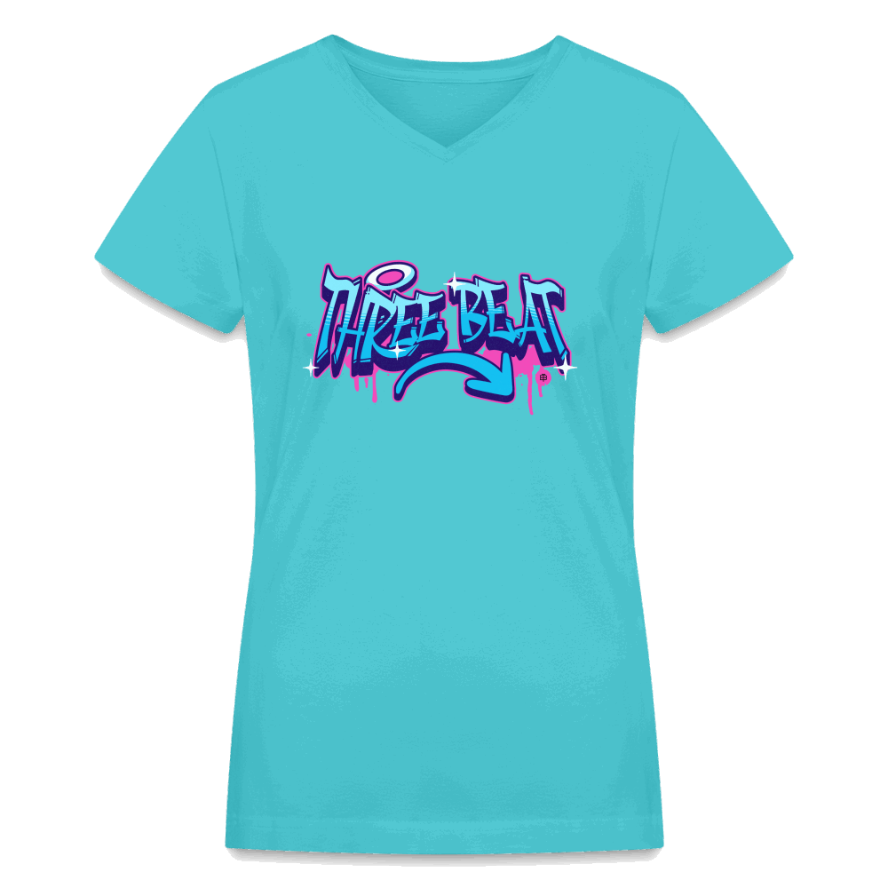 Three Beat Women's V-Neck T-Shirt - aqua