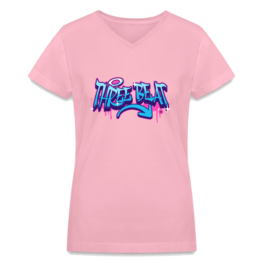Three Beat Women's V-Neck T-Shirt - pink