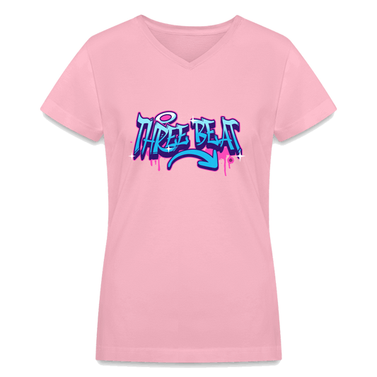 Three Beat Women's V-Neck T-Shirt - pink