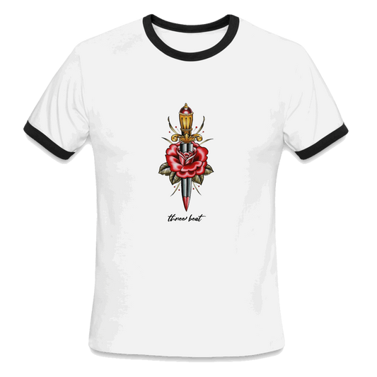 Three Beat Dagger Men's Ringer T-Shirt - white/black